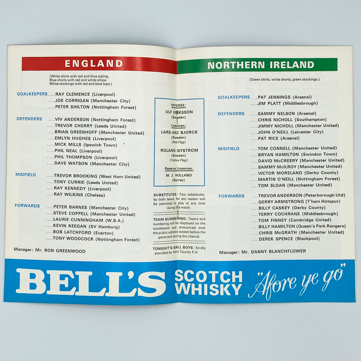 England vs Northern Ireland Programme & Ticket (7 February 1979)