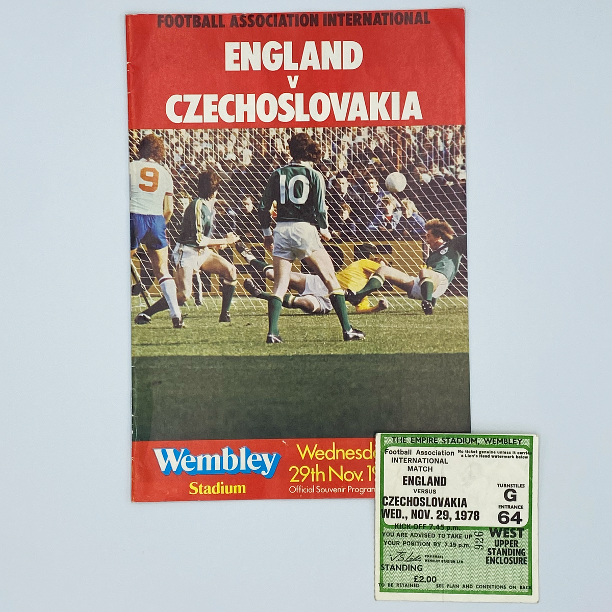 England vs Czechoslovakia Programme & Ticket (29 November 1978)