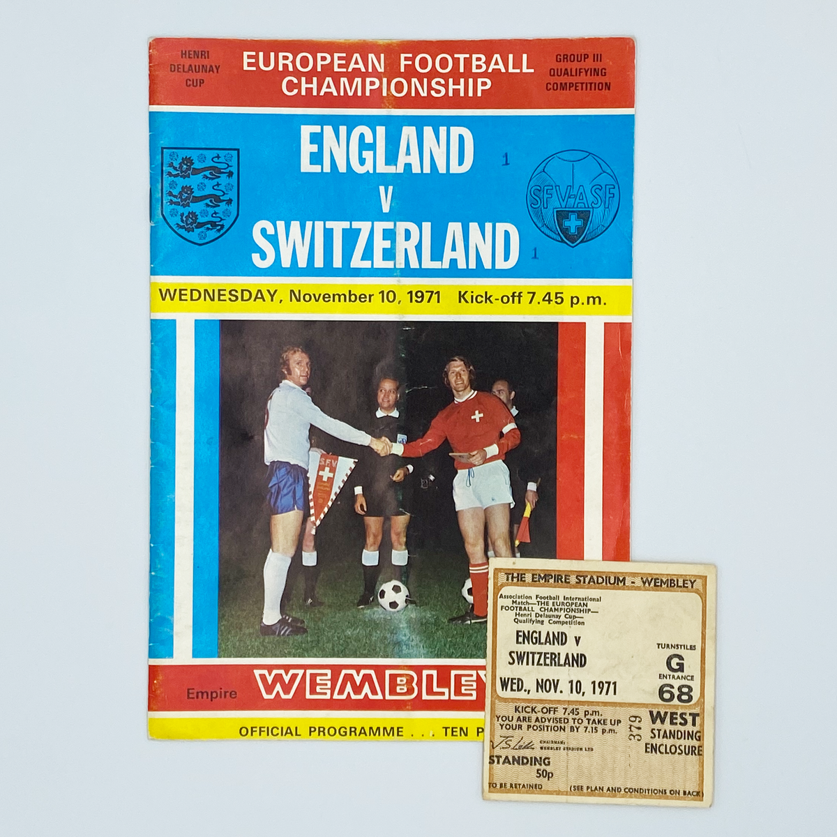England vs Switzerland Programme & Ticket (10 November 1971)