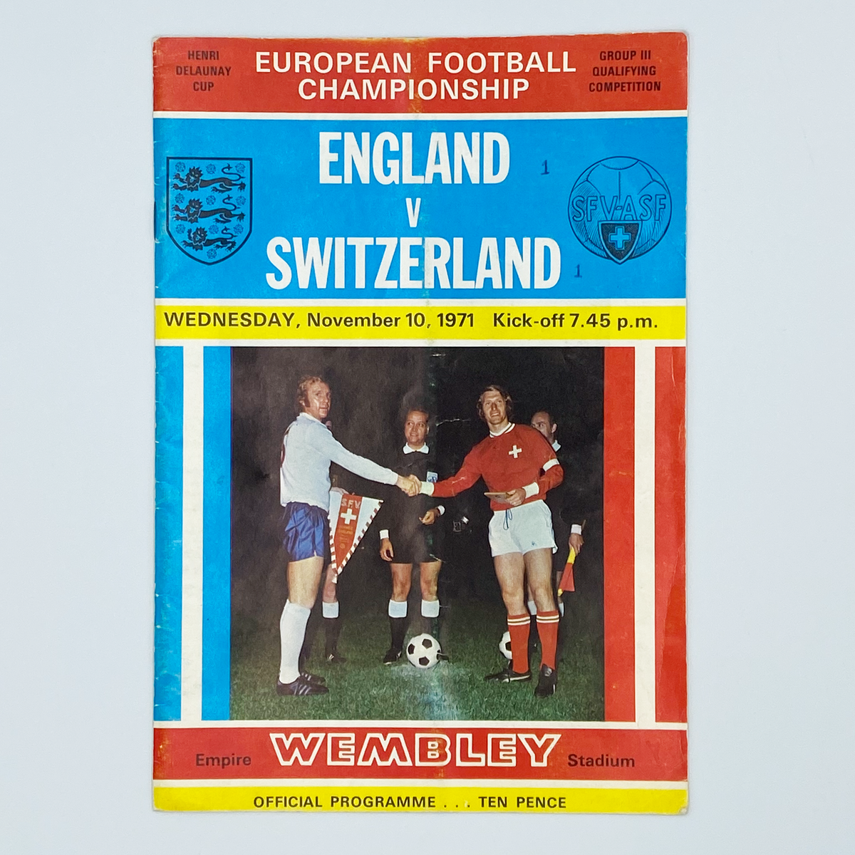 England vs Switzerland Programme & Ticket (10 November 1971)