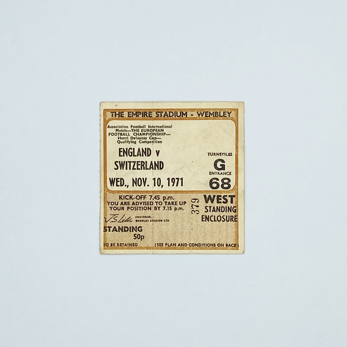 England vs Switzerland Programme & Ticket (10 November 1971)