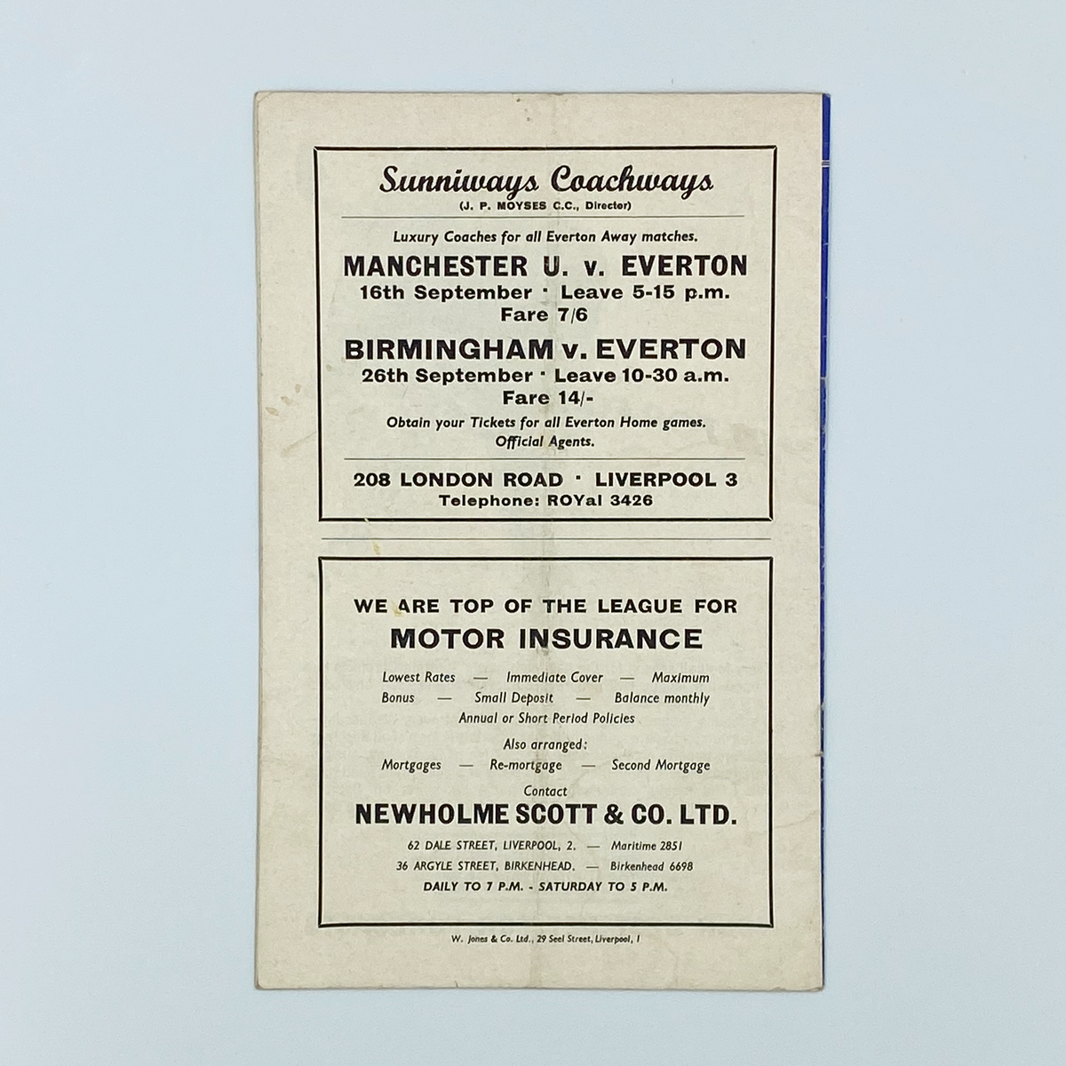 Everton vs Sheffield United Programme (12 September 1964)