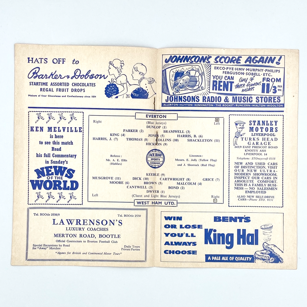Everton vs West Ham United Programme (17 October 1959)