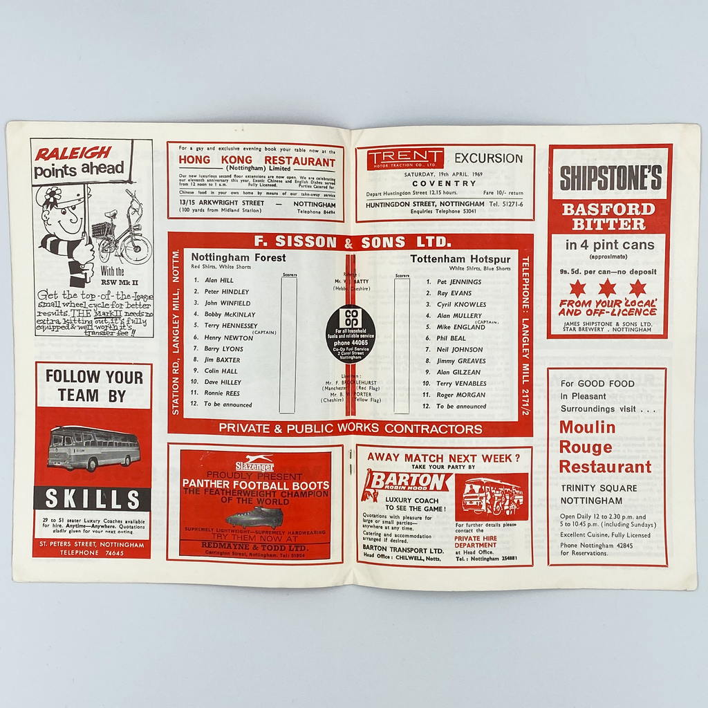 Nottingham Forest vs Tottenham Hotspur Programme (12 April 1969)