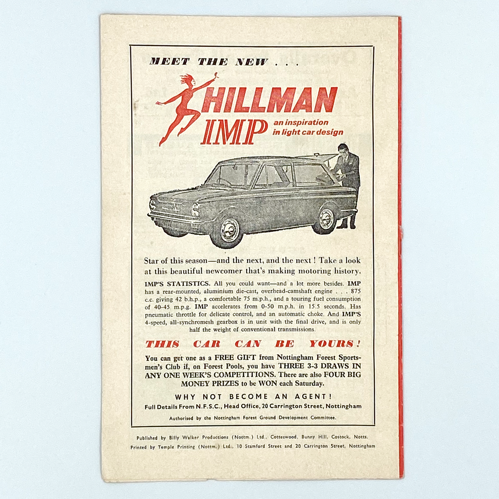 Nottingham Forest vs Tottenham Hotspur Programme (21 December 1963)