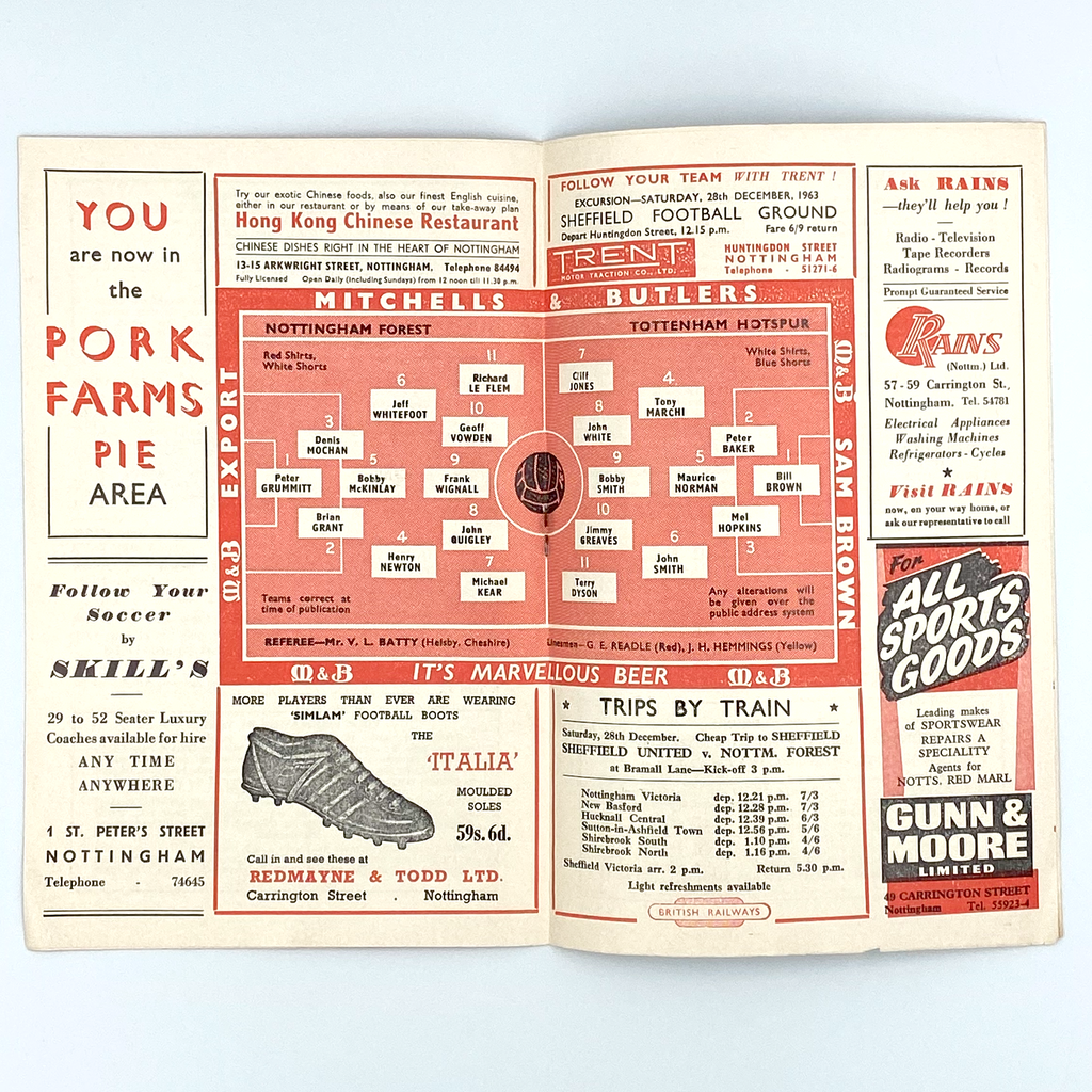 Nottingham Forest vs Tottenham Hotspur Programme (21 December 1963)