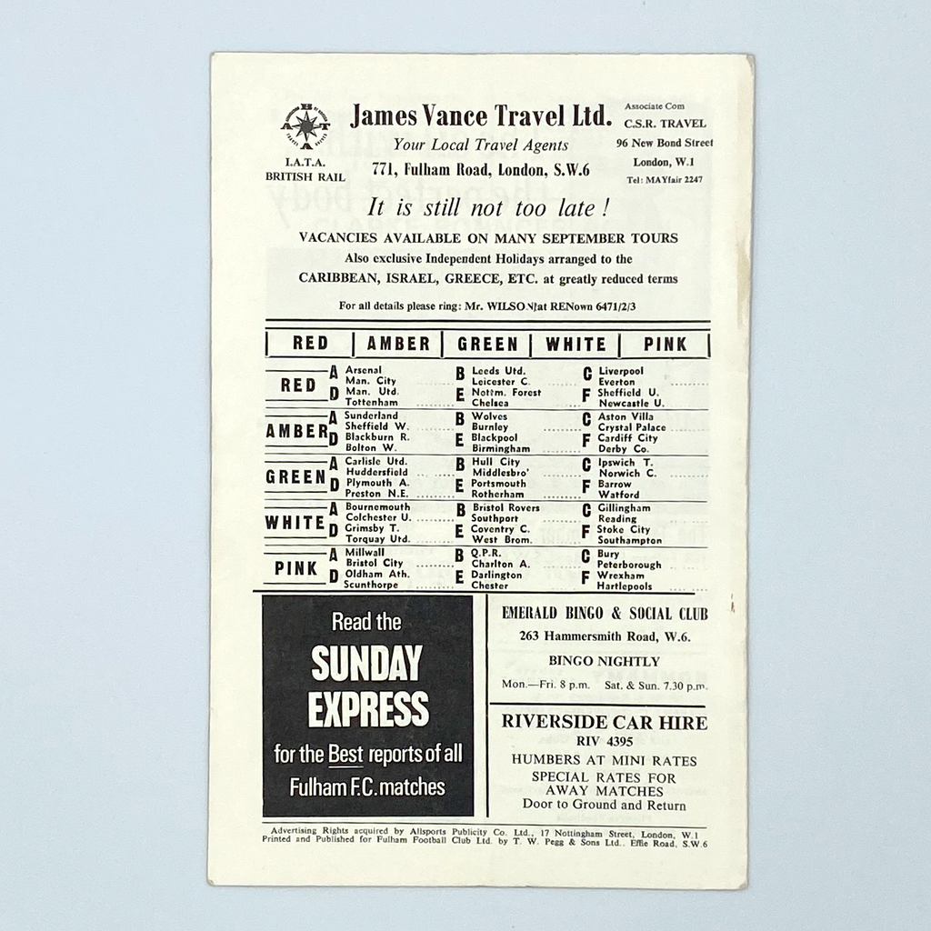 Fulham vs West Ham United Programme (23 September 1967)