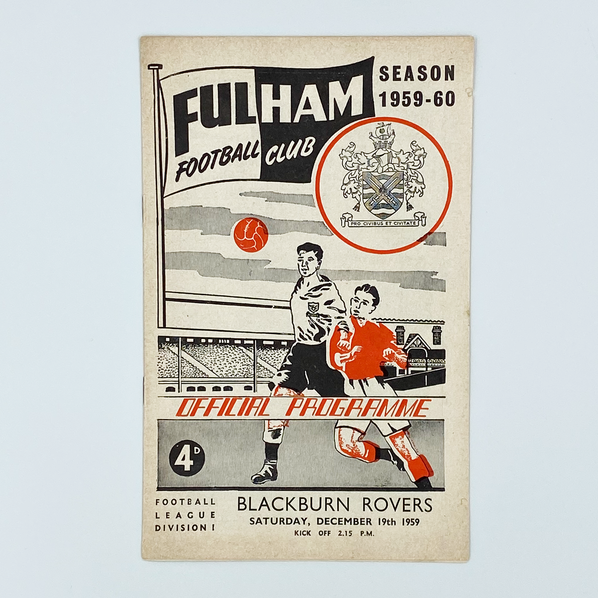Fulham vs Blackburn Rovers Programme (19 December 1959)