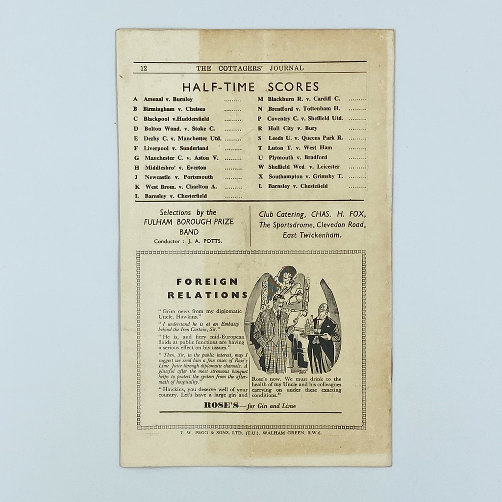 Fulham vs Wolverhampton Wanderers Programme (20 August 1949)