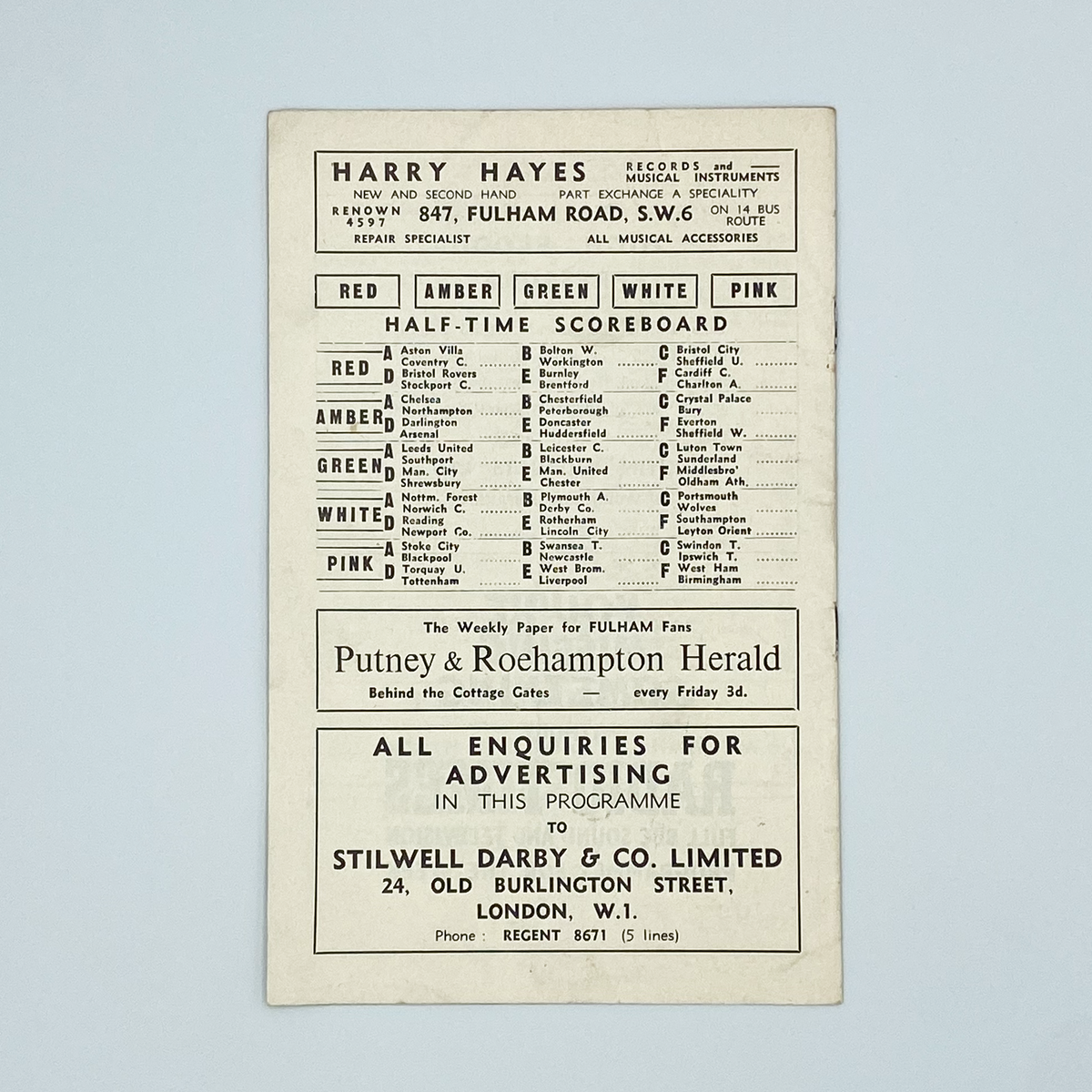 Fulham vs Millwall Programme (9 January 1965)