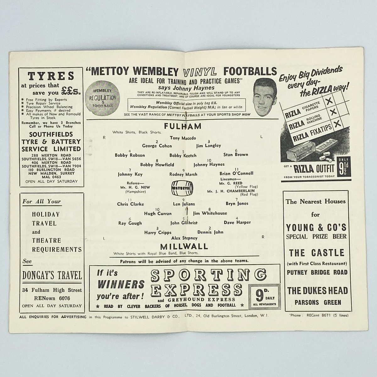 Fulham vs Millwall Programme (9 January 1965)