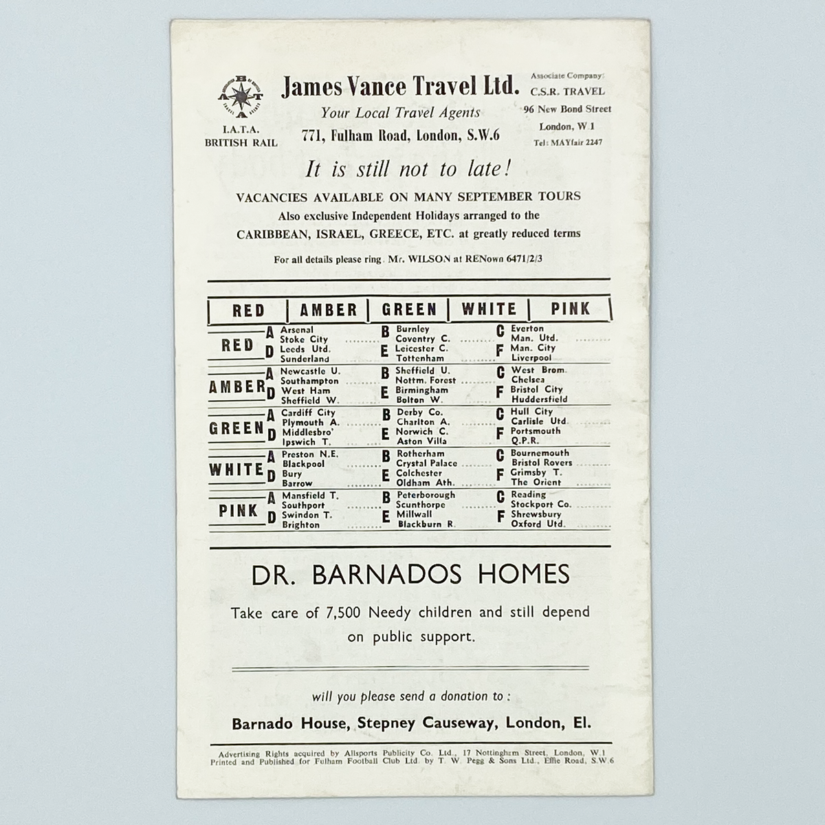 Fulham vs Wolverhampton Wanderers Programme (19 August 1967)