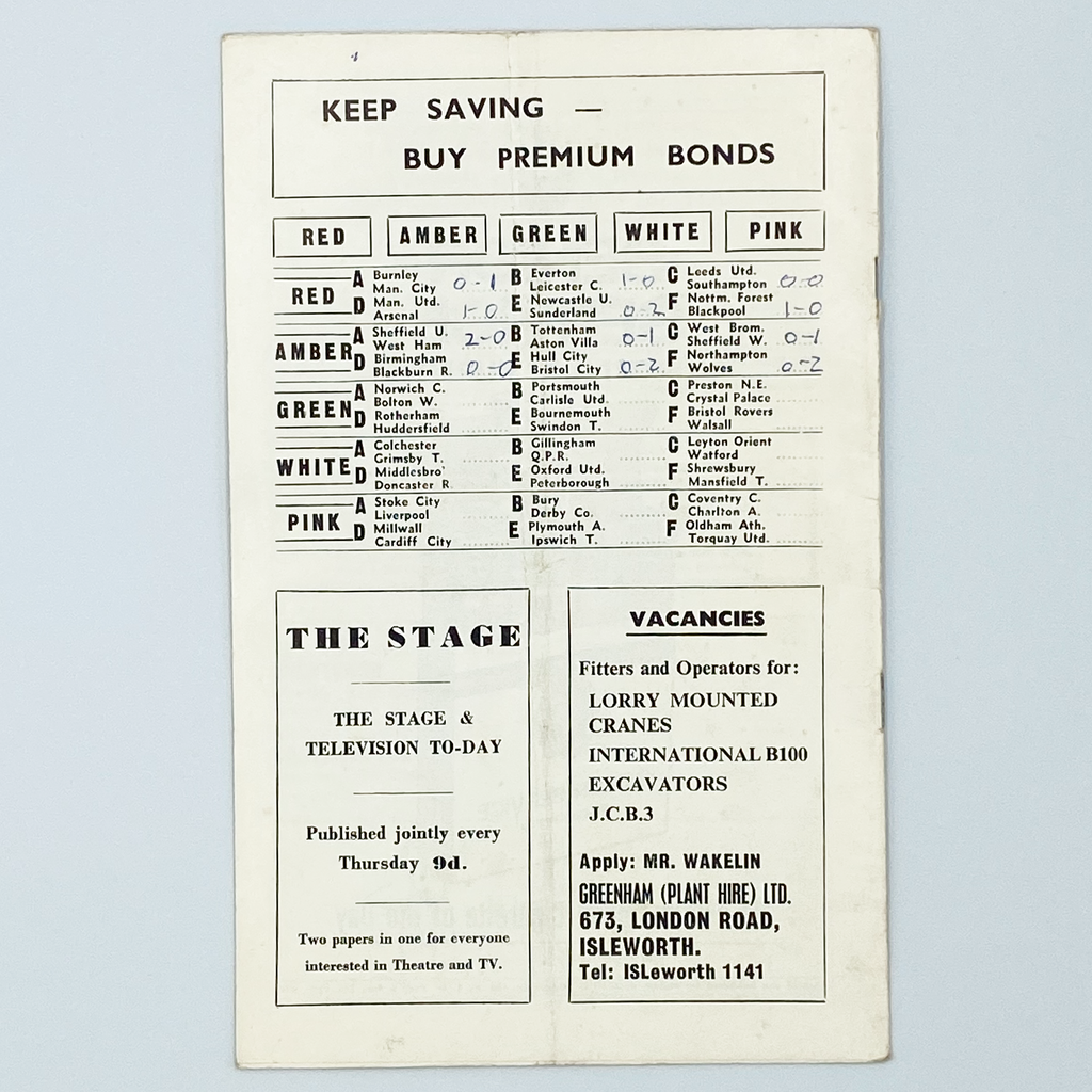 Fulham vs Chelsea Programme (29 October 1966)