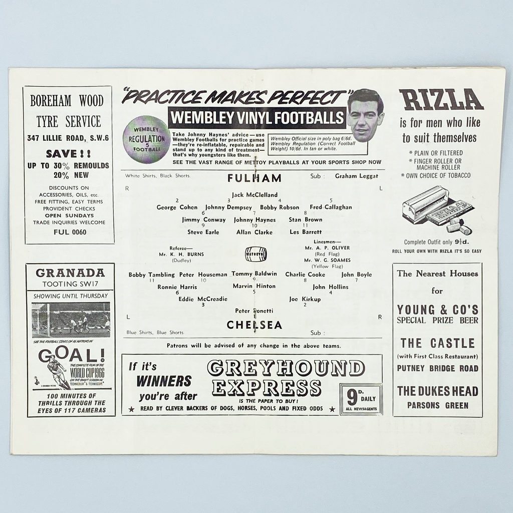 Fulham vs Chelsea Programme (29 October 1966)