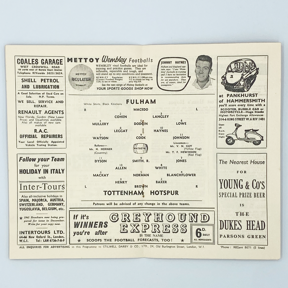 Fulham vs Tottenham Hotspur Programme (25 March 1961)