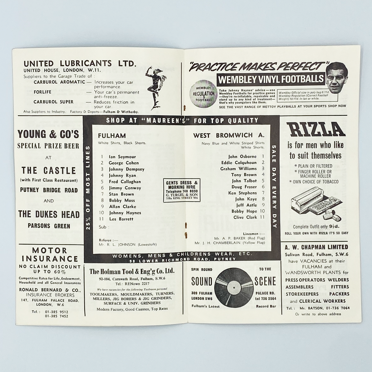 Fulham vs West Bromwich Albion Programme (7 October 1967)