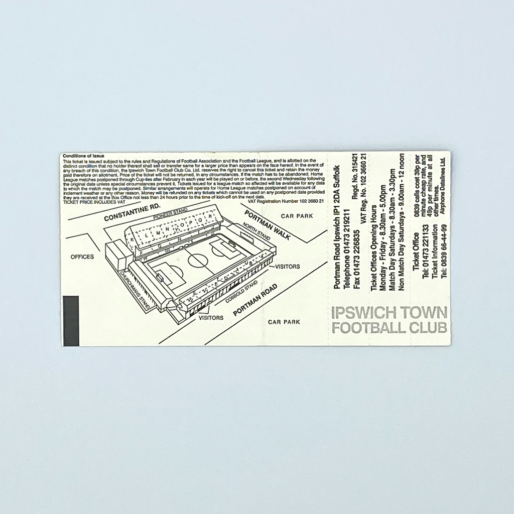Ipswich Town vs Crystal Palace Programme & Ticket (26 December 1996)