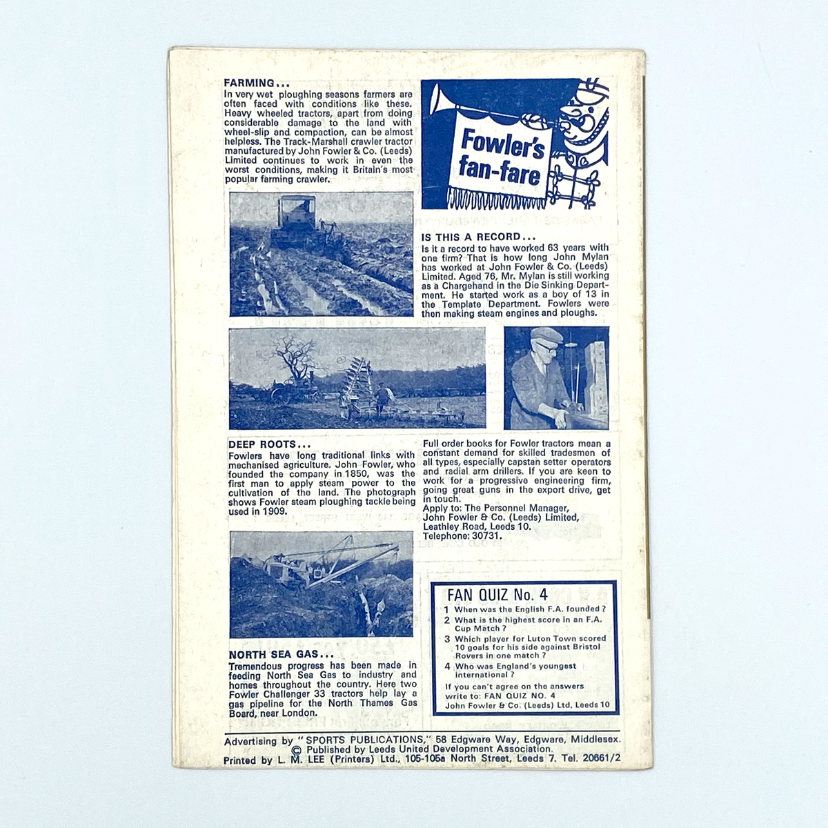 Leeds United vs Hannover 1896 Programme (18 December 1968)