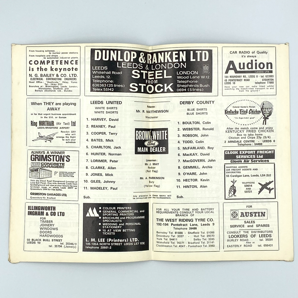 Leeds United vs Derby County Programme (6 March 1971)