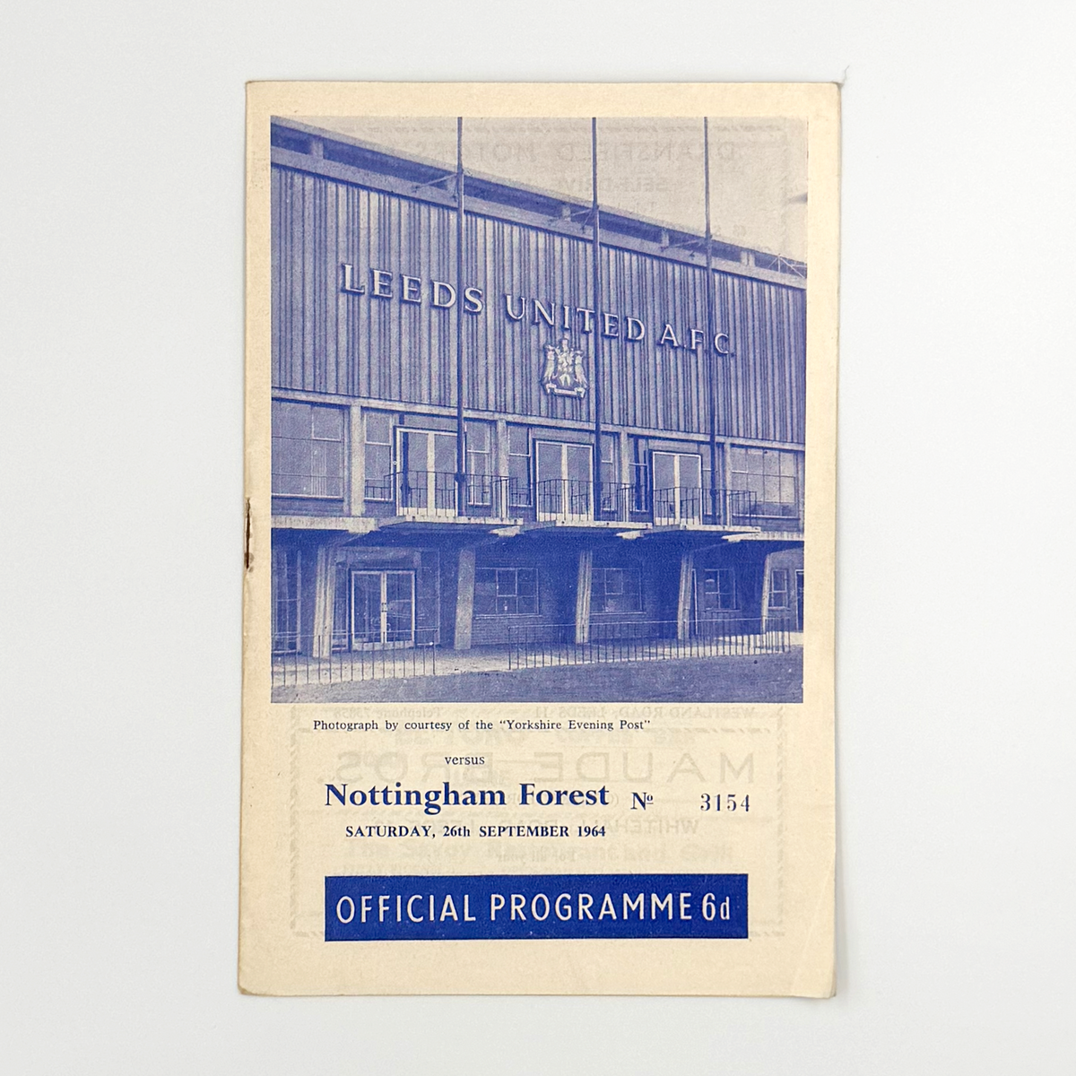 Leeds United vs Nottingham Forest Programme (26 September 1964)