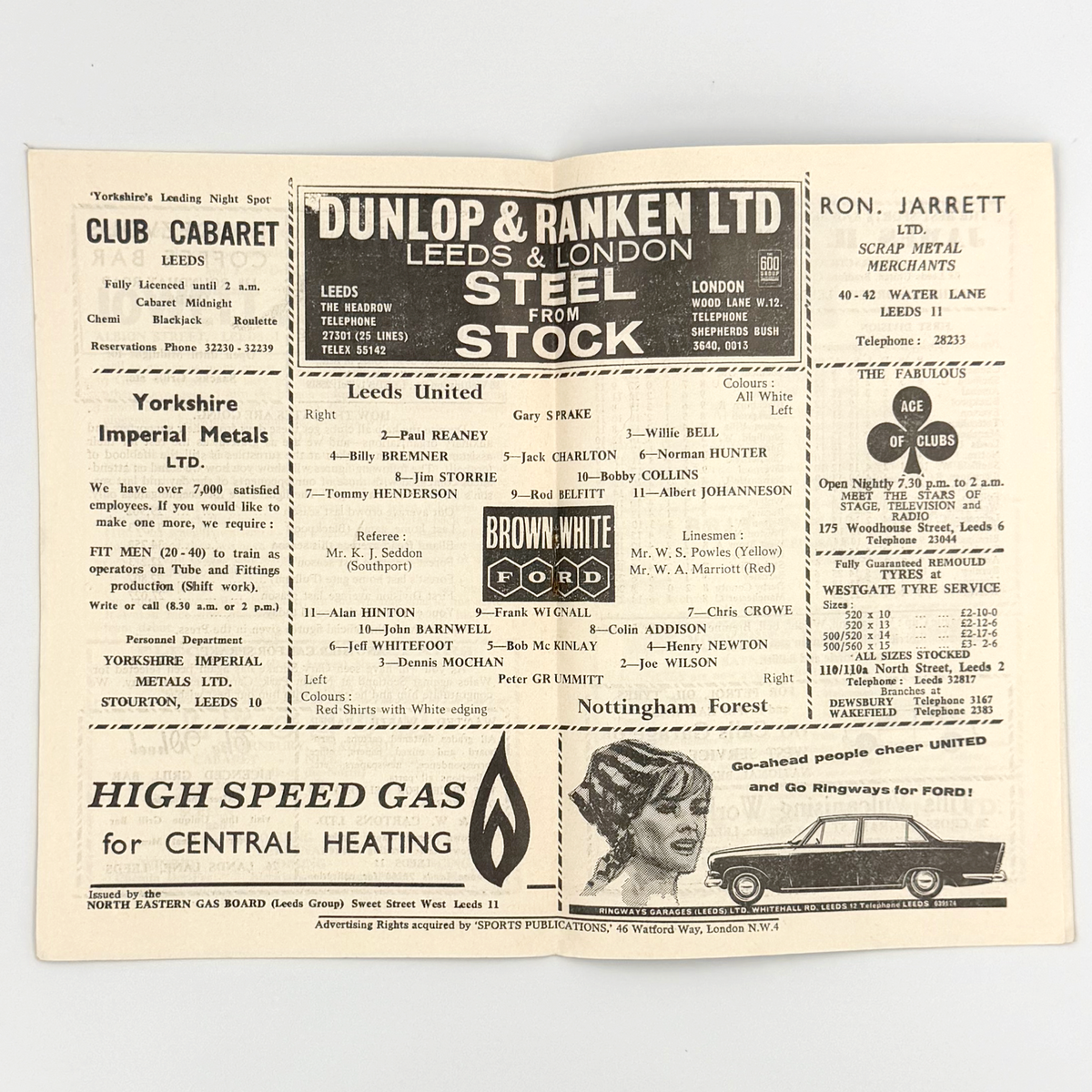Leeds United vs Nottingham Forest Programme (26 September 1964)