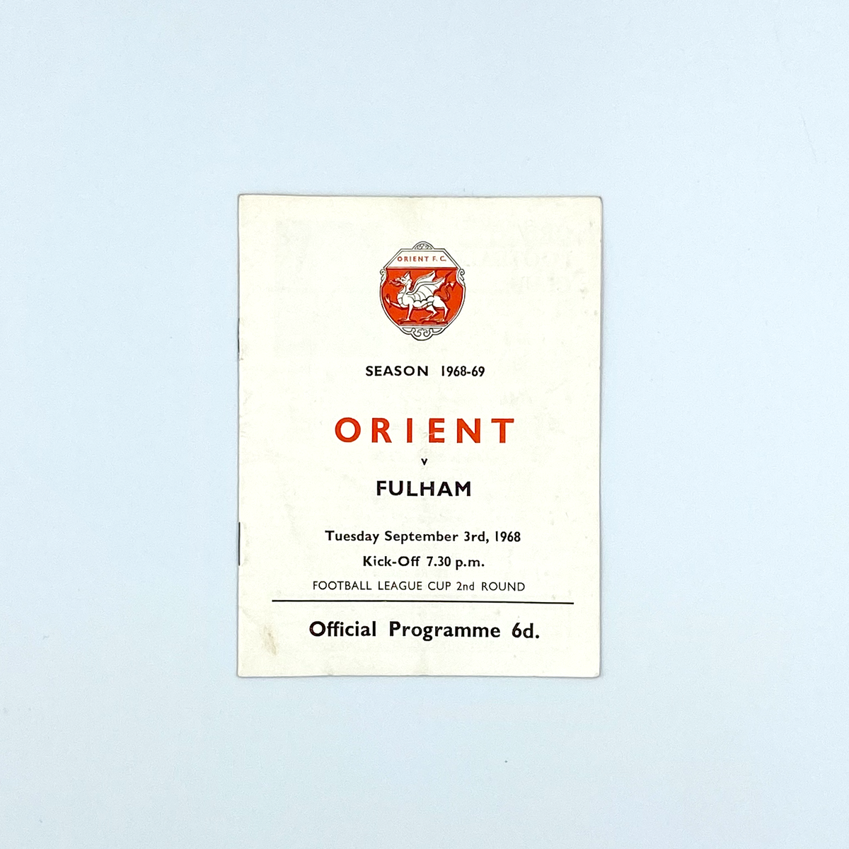 Leyton Orient vs Fulham Programme (3 September 1968)
