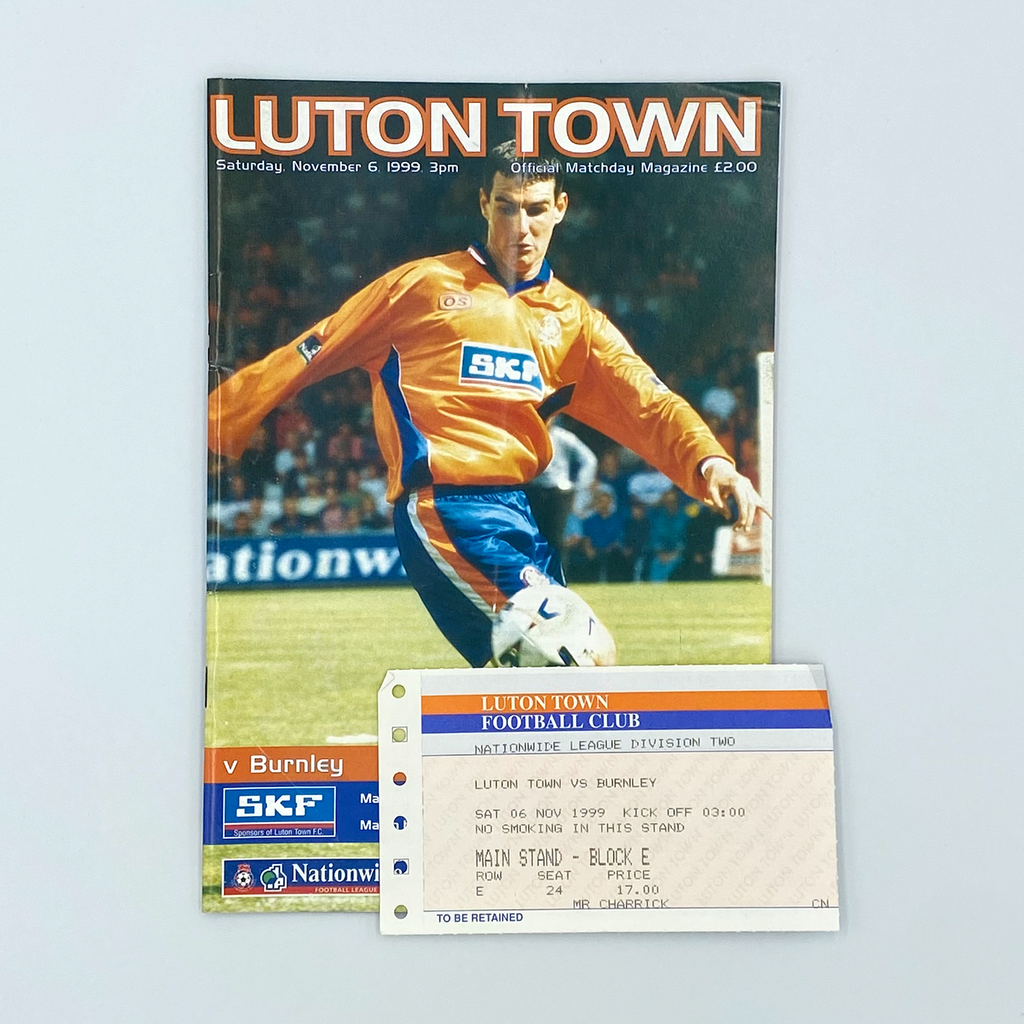 Luton Town vs Burnley Programme & Ticket (6 November 1999)