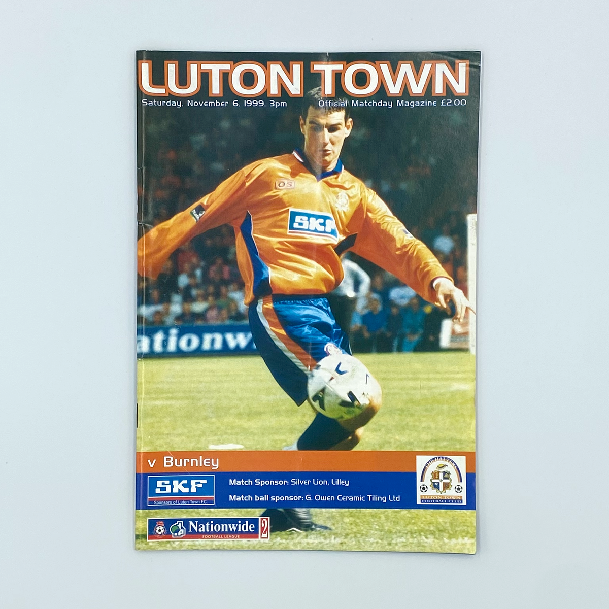 Luton Town vs Burnley Programme & Ticket (6 November 1999)