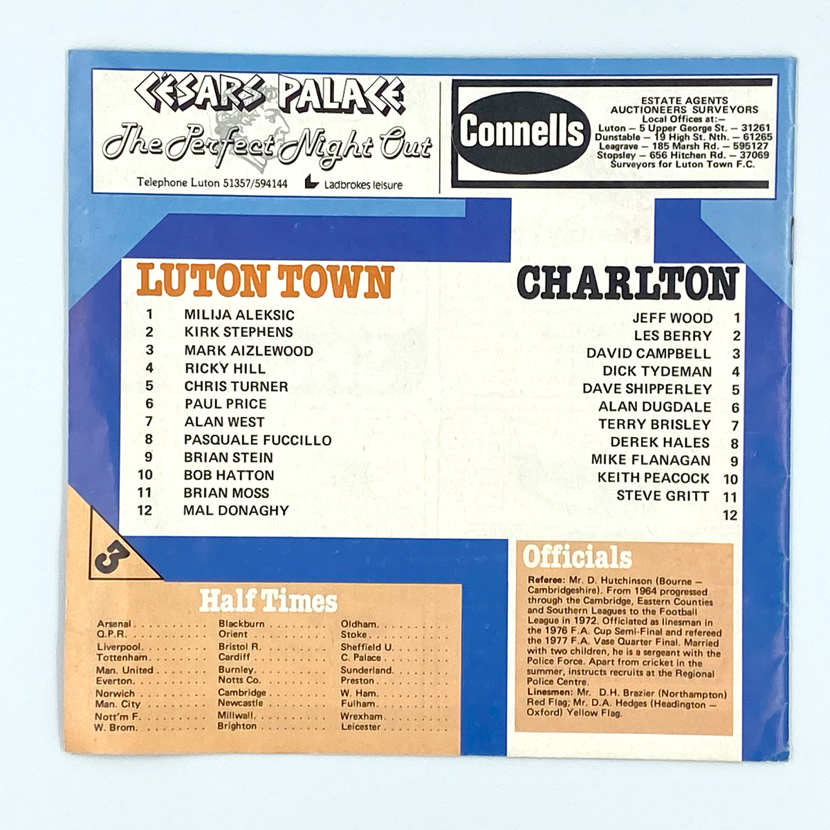 Luton Town vs Charlton Athletic Programme (2 September 1978)