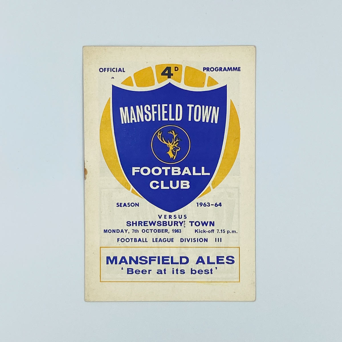 Mansfield Town vs Shrewsbury Town Programme (7 October 1963)