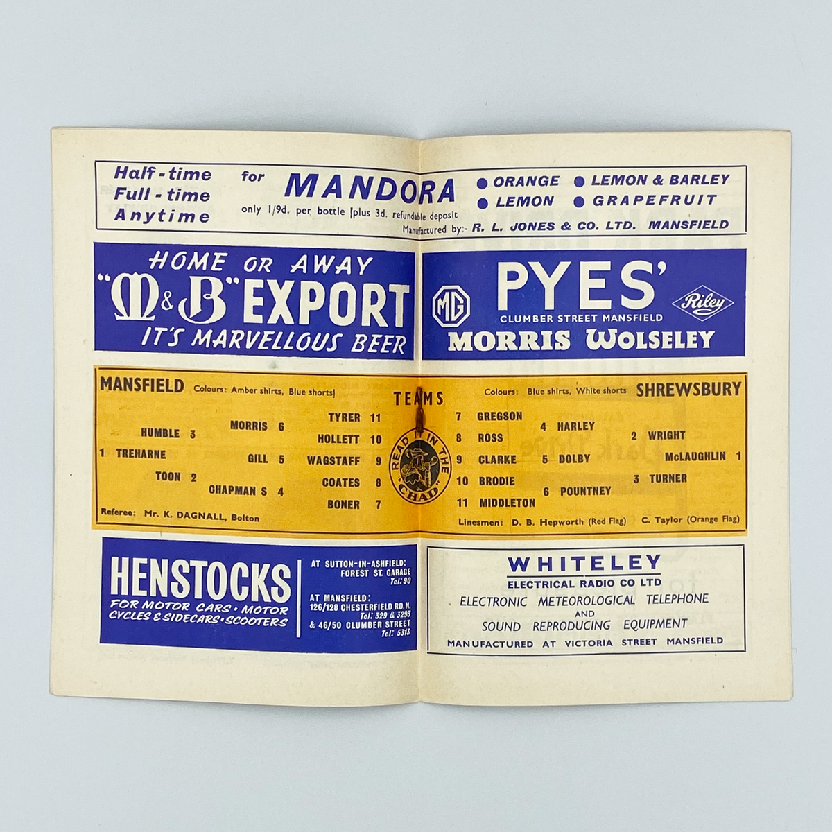 Mansfield Town vs Shrewsbury Town Programme (7 October 1963)