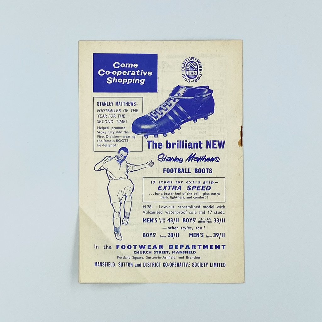Mansfield Town vs Notts County Programme (16 September 1963)