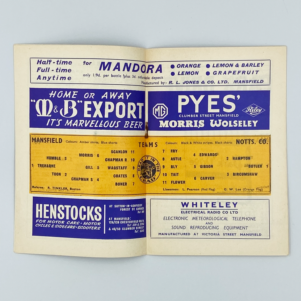 Mansfield Town vs Notts County Programme (16 September 1963)