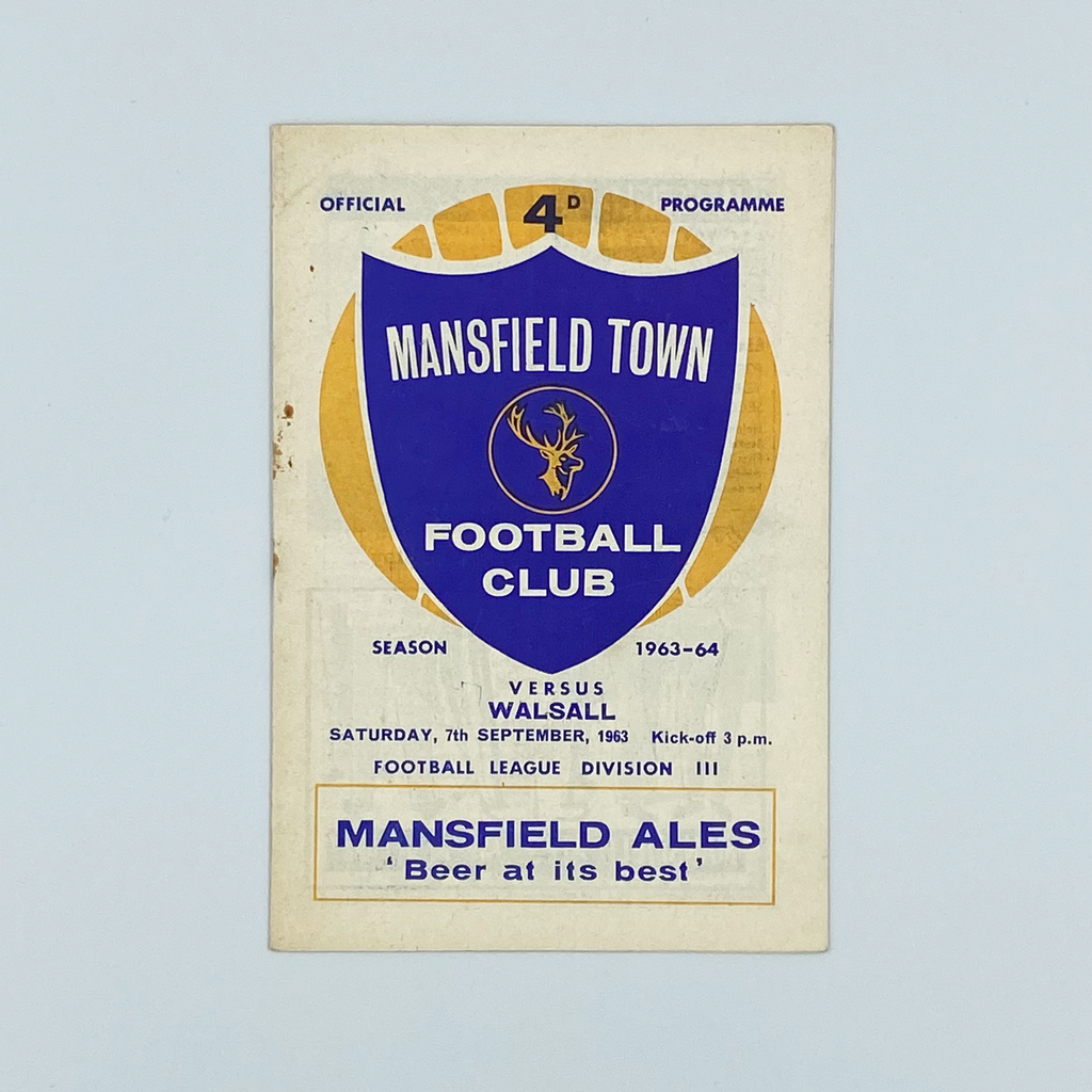 Mansfield Town vs Walsall Programme (7 September 1963)