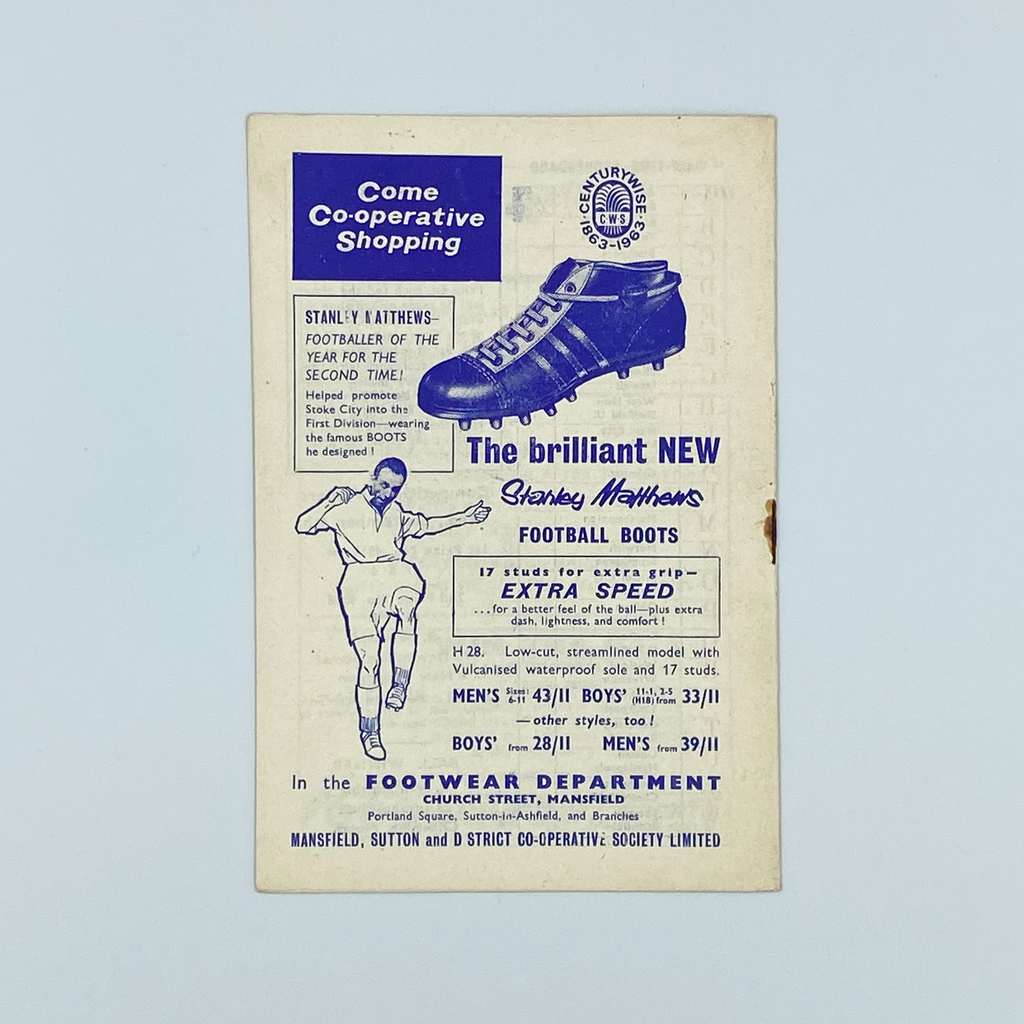 Mansfield Town vs Walsall Programme (7 September 1963)