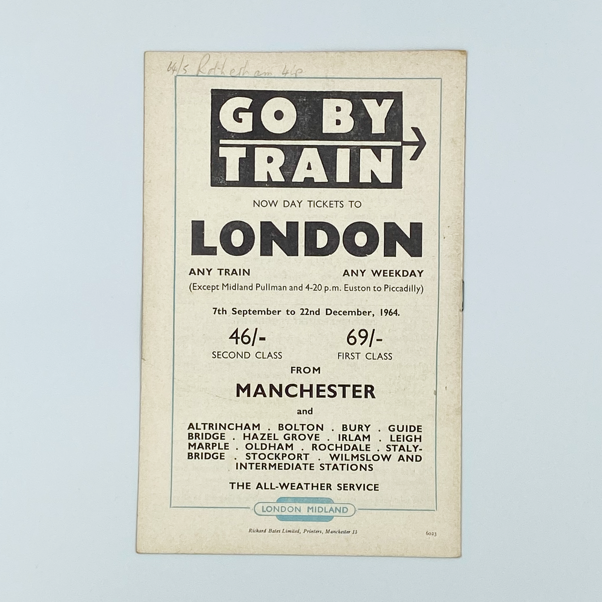 Manchester City vs Rotherham United Programme (3 October 1964)