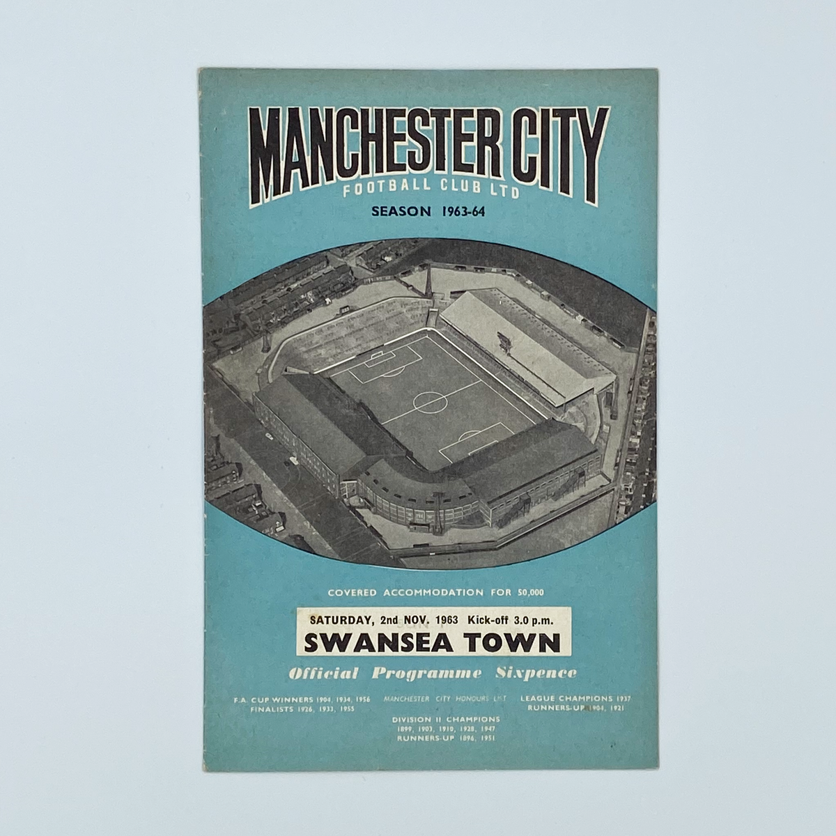 Manchester City vs Swansea Town Programme (2 November 1963)