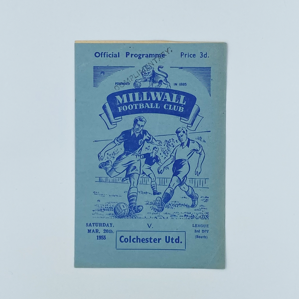 Millwall vs Colchester United Programme (26 March 1955)