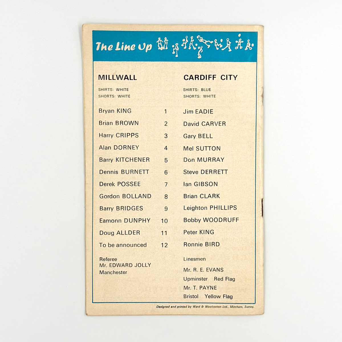 Millwall vs Cardiff City Programme (19 December 1970)
