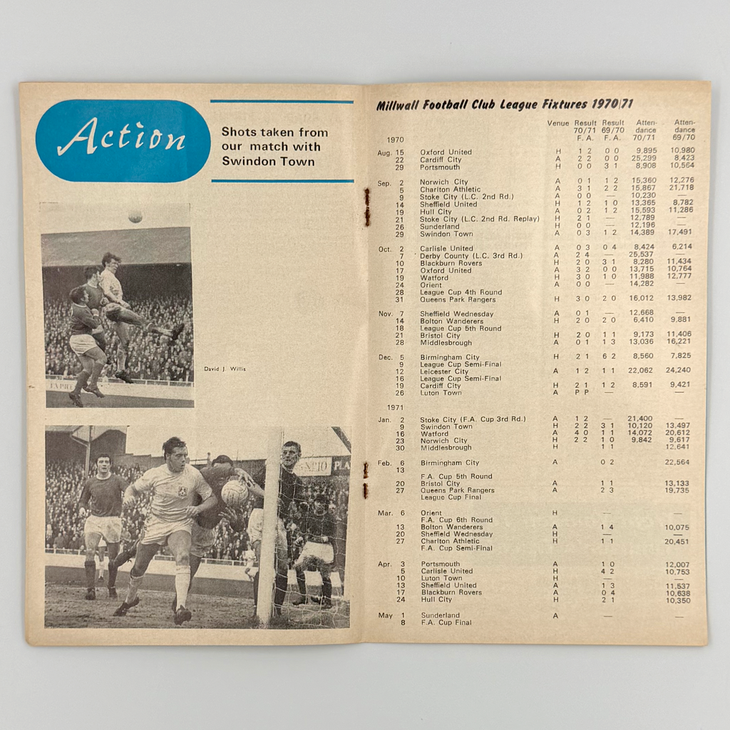 Millwall vs Middlesbrough Programme (30 January 1971)