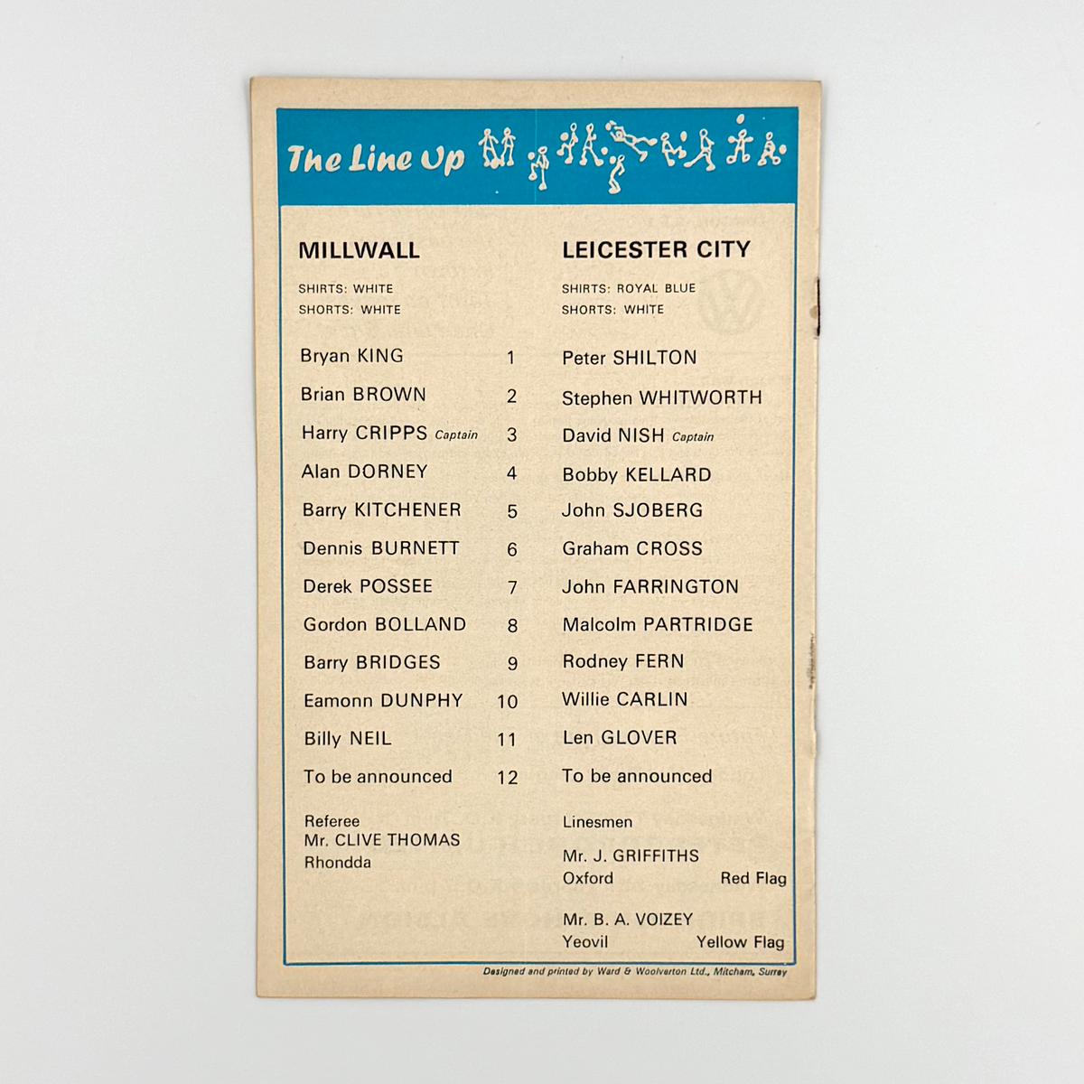 Millwall vs Leicester City Programme (1 March 1971)