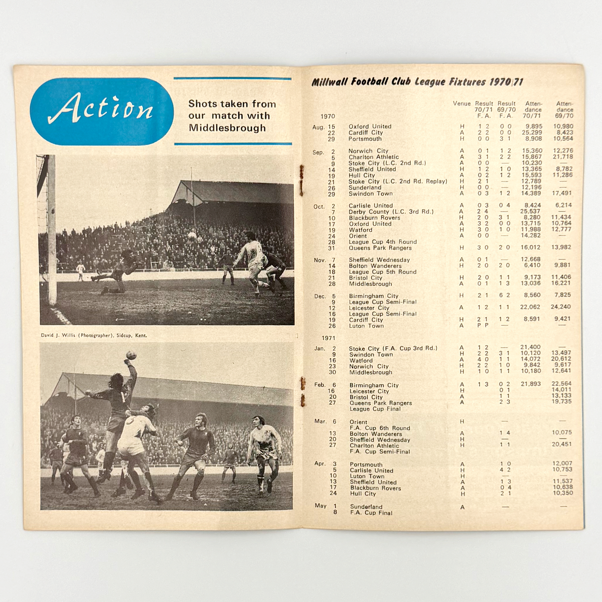 Millwall vs Leicester City Programme (1 March 1971)