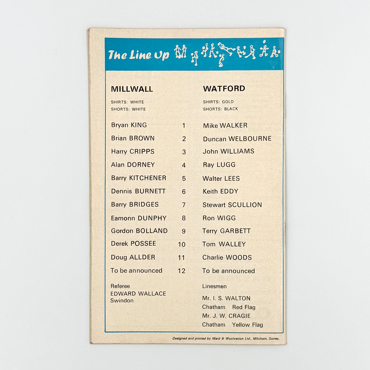 Millwall vs Watford Programme (19 October 1970)