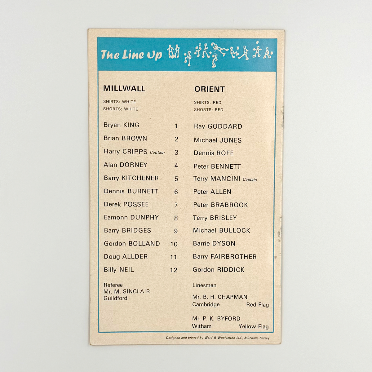 Millwall vs Leyton Orient Programme (6 March 1971)