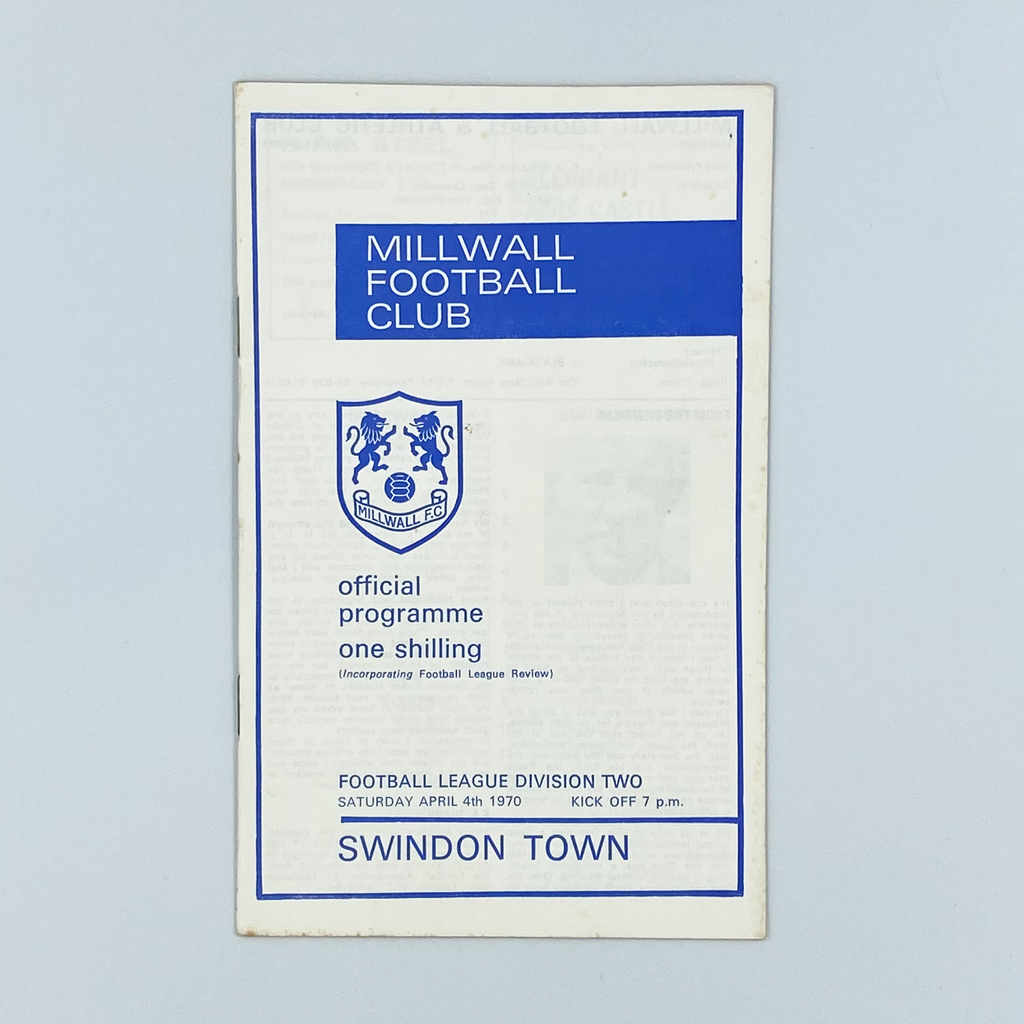 Millwall vs Swindon Town Programme (4 April 1970)