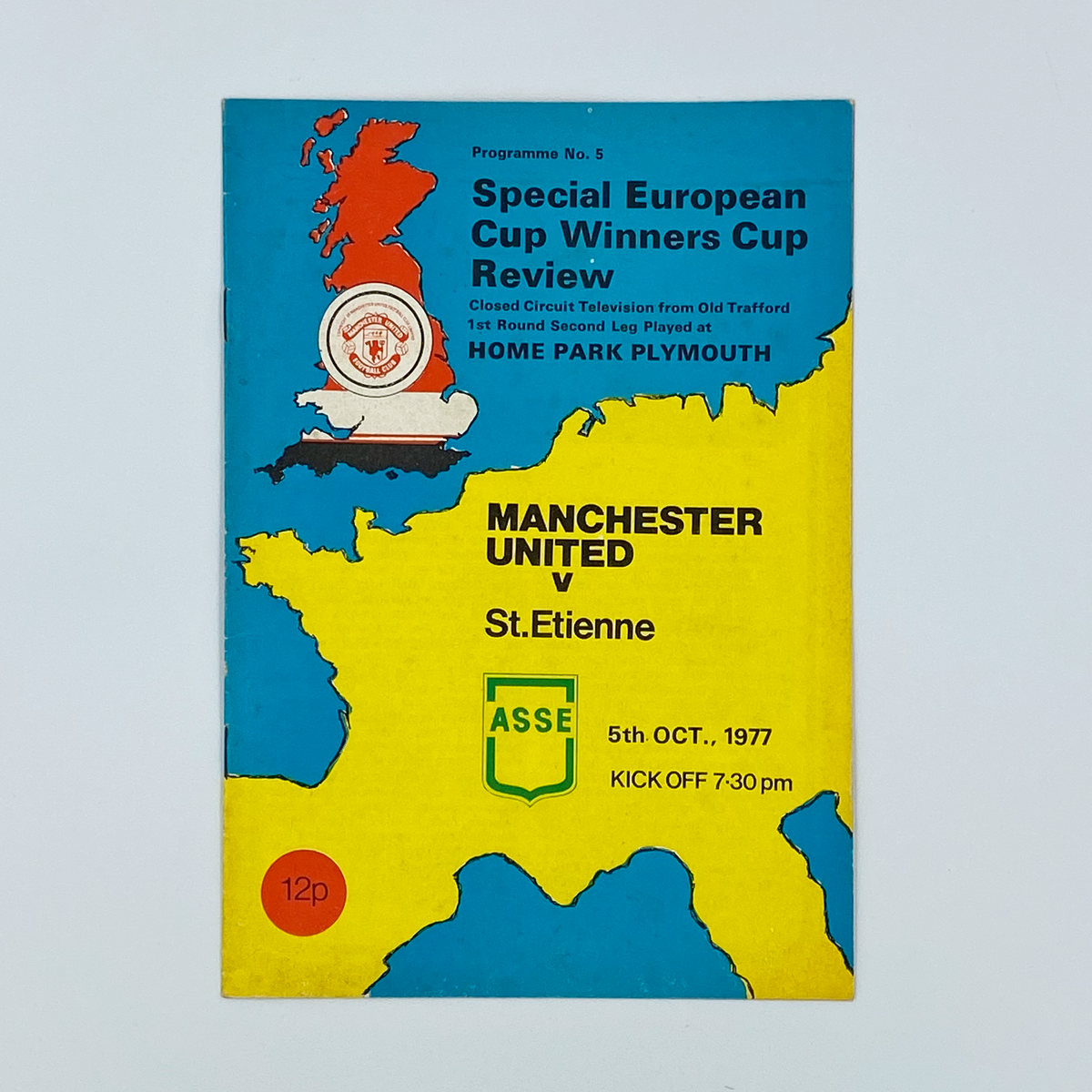 Manchester United vs AS Saint-Étienne Programme (5 October 1977)
