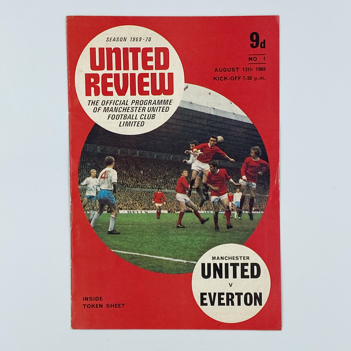 Manchester United vs Everton Programme (13 August 1969)