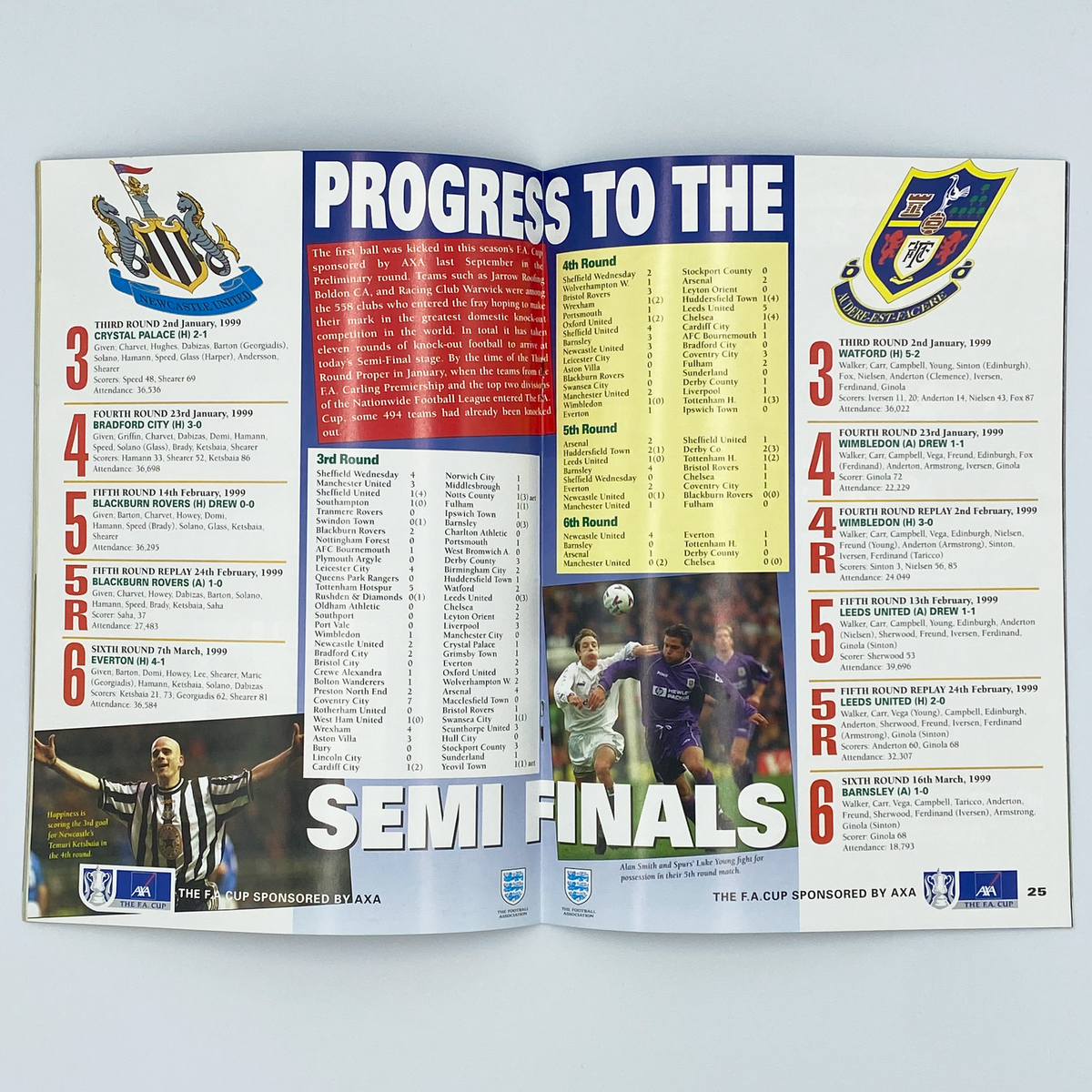 Newcastle United vs Tottenham Hotspur FA Cup Semi-Final Programme (11 April 1999)