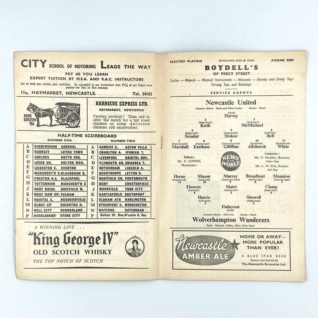 Newcastle United vs Wolverhampton Wanderers Programme (16 April 1960)