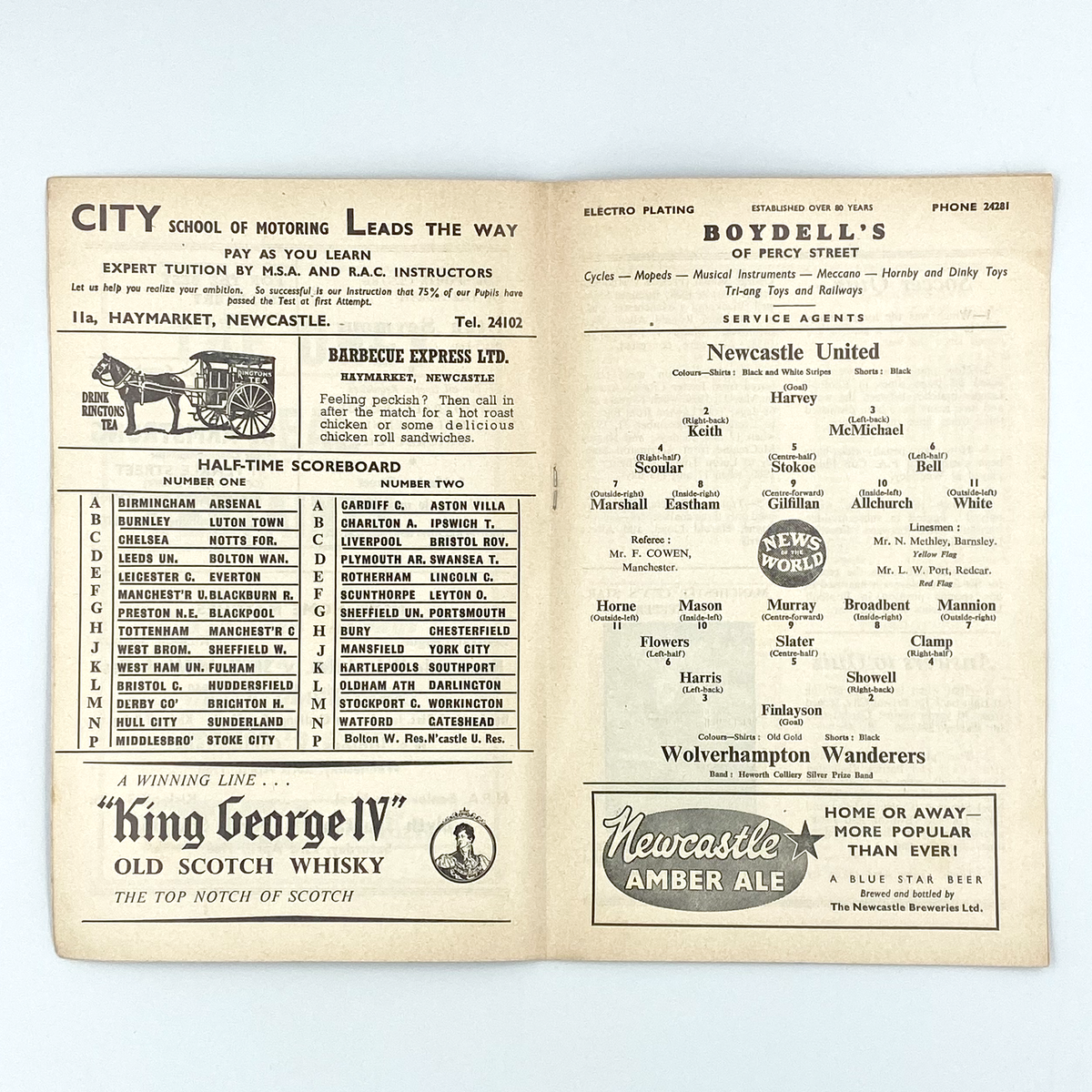 Newcastle United vs Wolverhampton Wanderers Programme (16 April 1960)